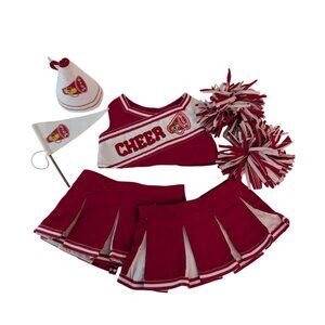 Build A Bear Clothes Red Cheerleader Shirt Skirts Pompoms Pennant Megaphone